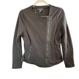 Athleta Moto Style Zip Front Jacket Quilted Black Athletic‎ Casual Wear M Grunge